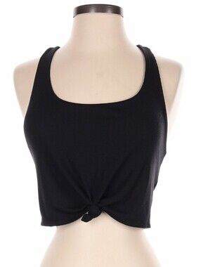 JoyLab Black Knot-Front Crop Tank